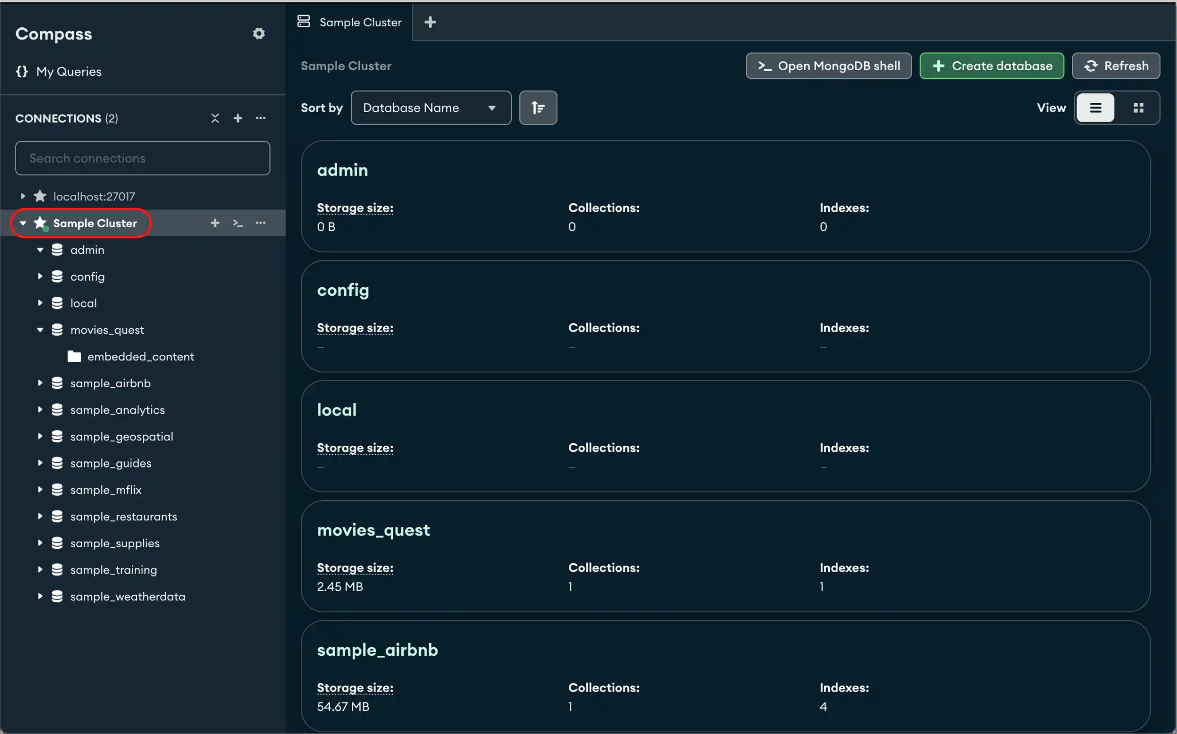MongoDB Compass MongoDB Compass